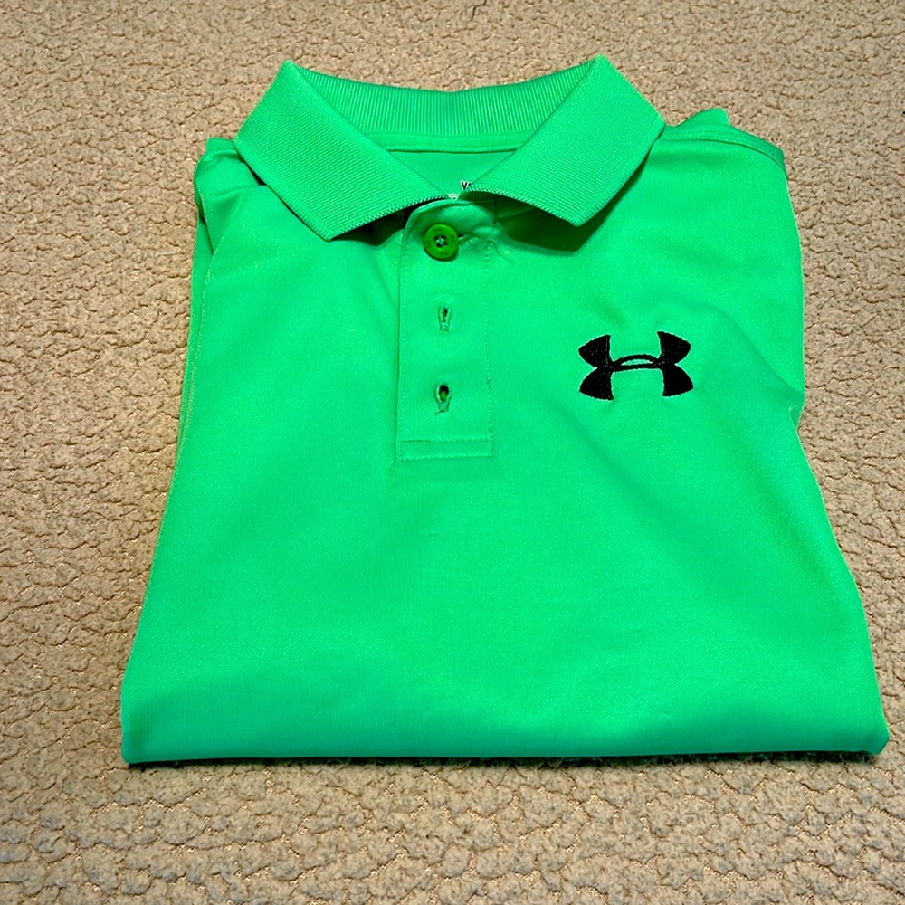 Under Armour youth small golf shirt in bright green